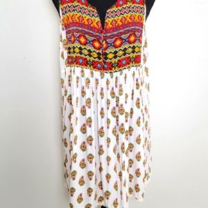Umgee Shirt Womens Size XL Tunic Southwestern Print Boho Pleated Sleeveless